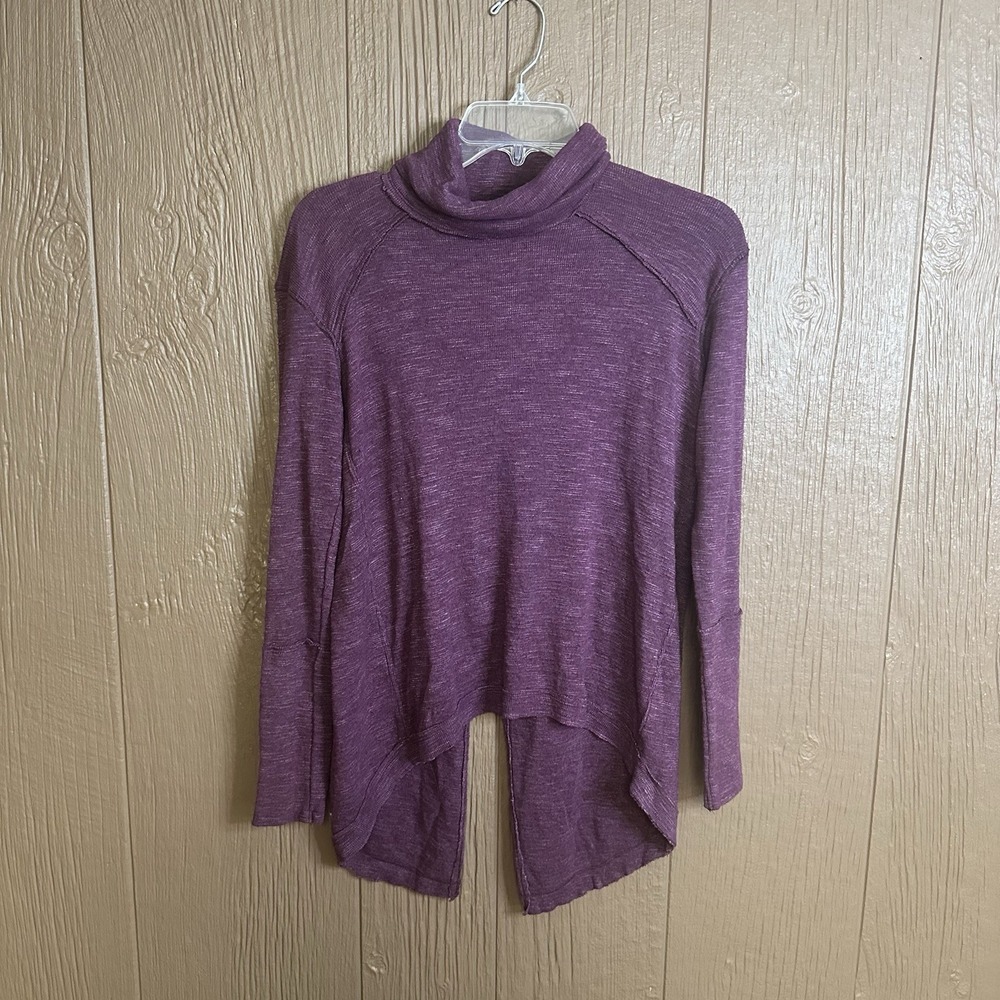 Free People We The Free Womens Cowl Neck Knit Top Purple Open Back XS Loungewear